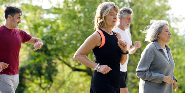 Group out enjoying a run or healthy walk outdoors